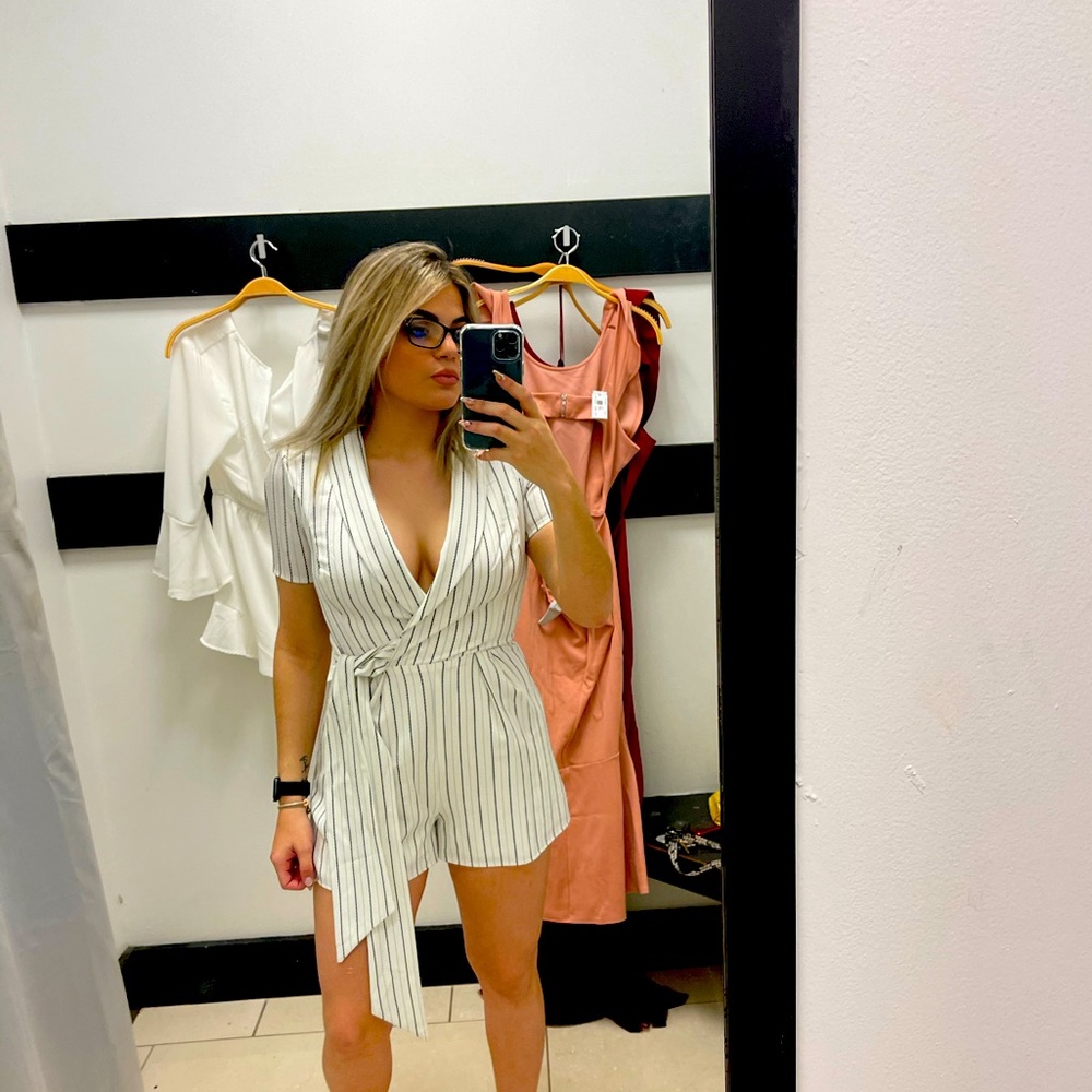 Black and White Short Jumpsuit